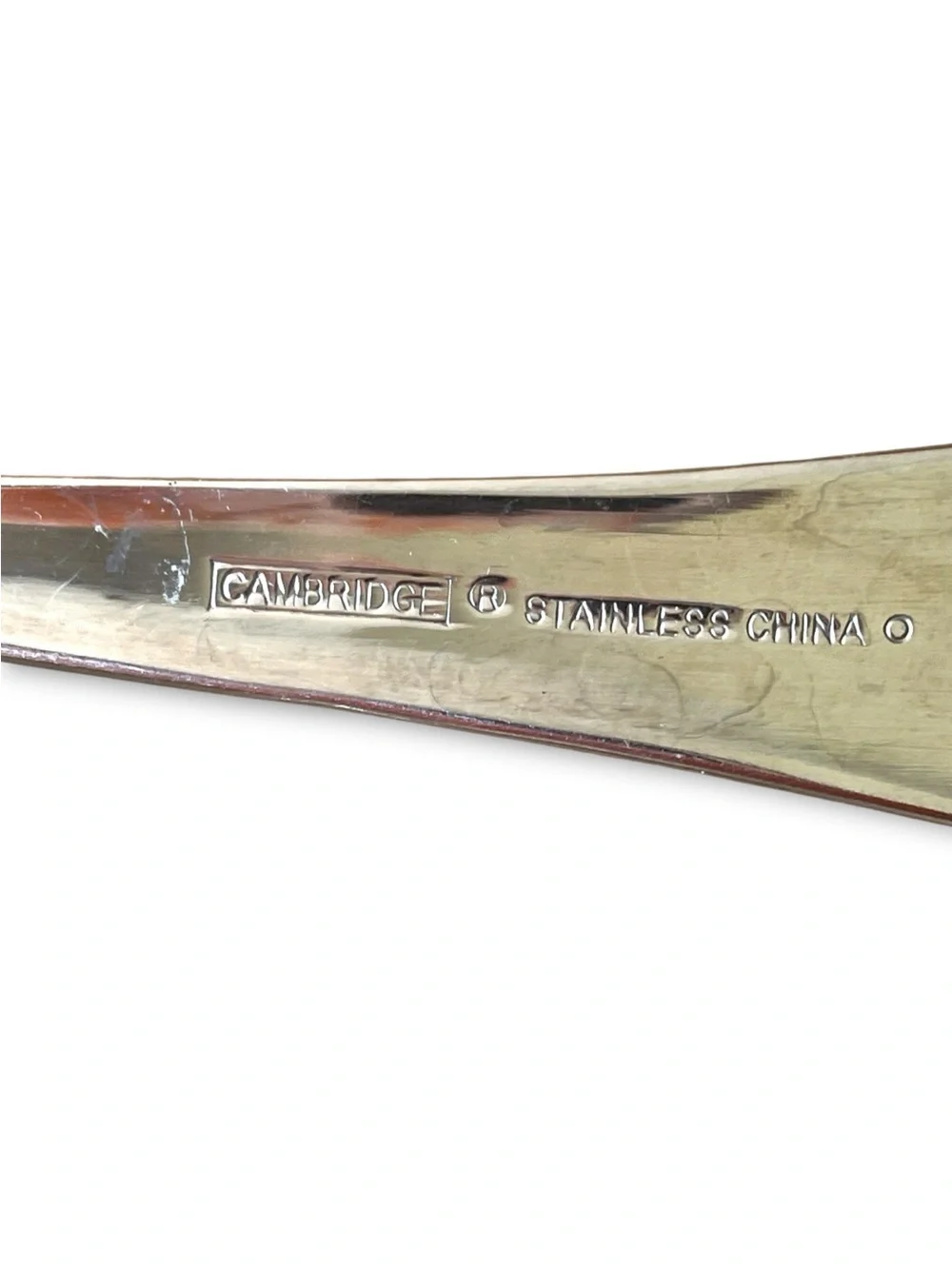Cambridge stainless, 5 spoons, Felicity pattern, frosted and shiny